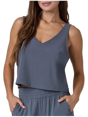 Vuori Women's Gray V-Neck Cropped Tank